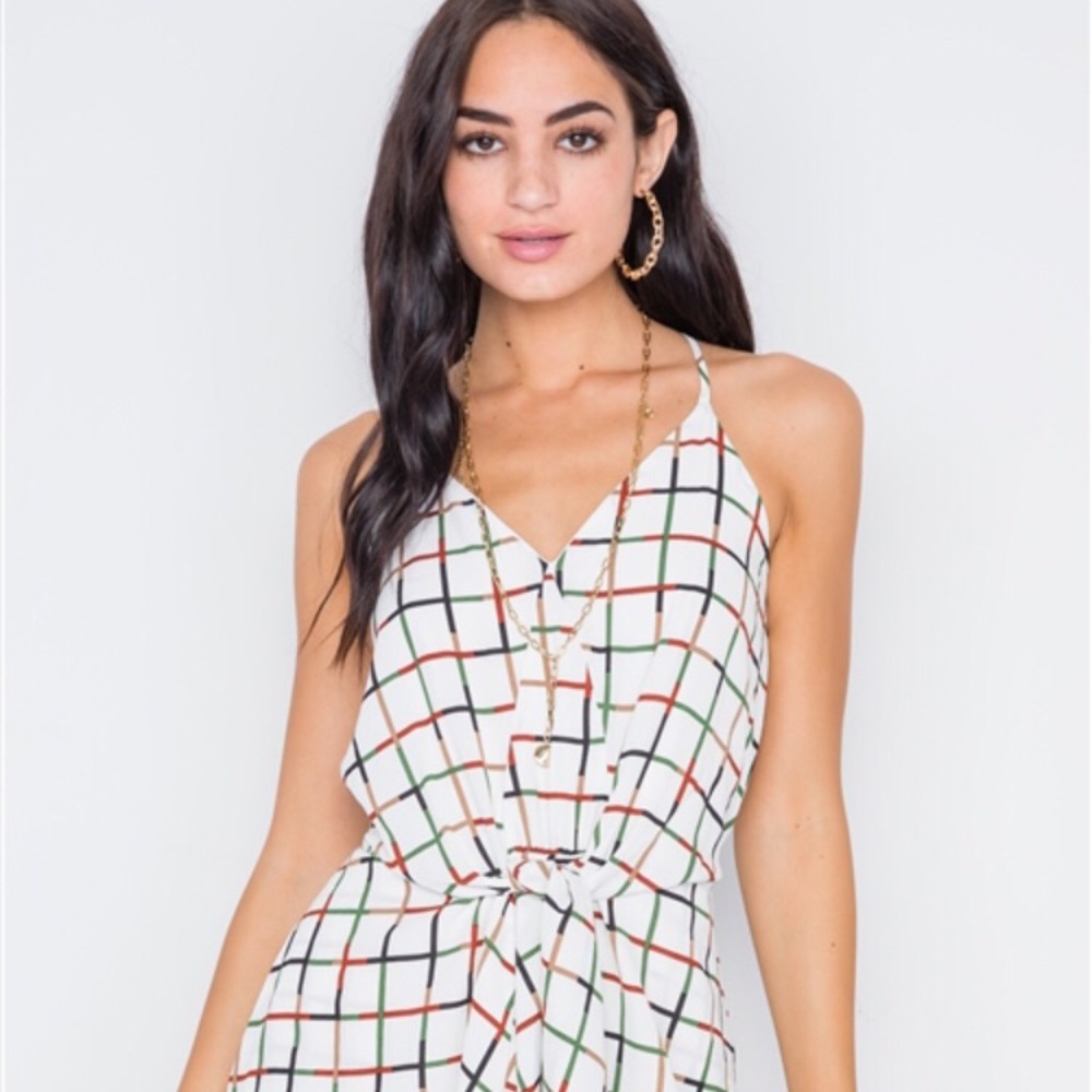 ROMPER GEO PRINT TIE-FRONT - Picture 4 of 6